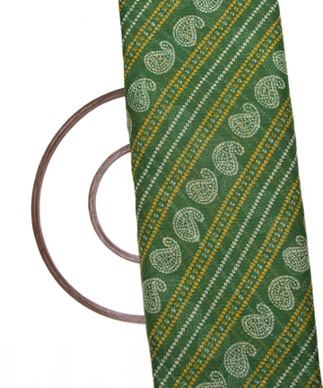 Green Colour Bandhej Print Kota Doria Fabric